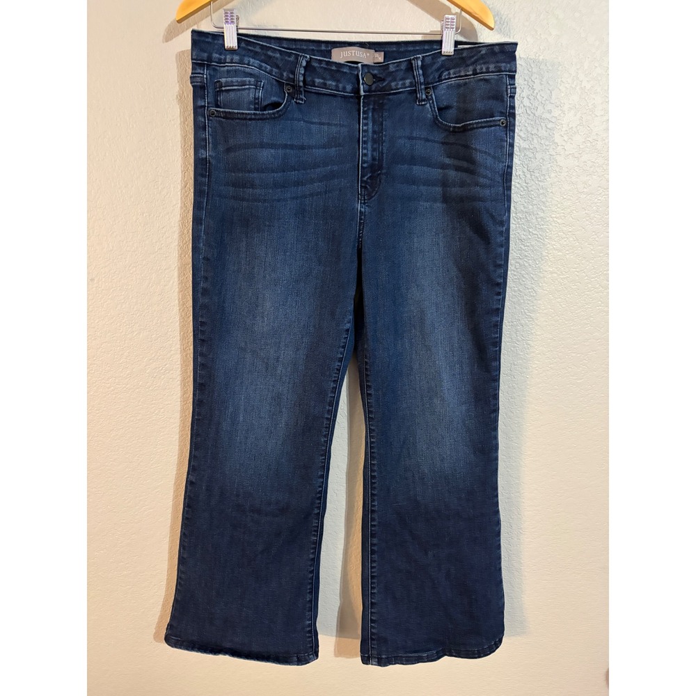 JustUSA Dark Wash Cropped Flare Jeans Size 33/16 Blue AB8991-29 Hemmed